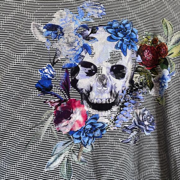 Robert Graham Naylor Skull Men Graphic Tee T-Shirt Size 2XL Gothic Grunge Floral - Picture 4 of 8